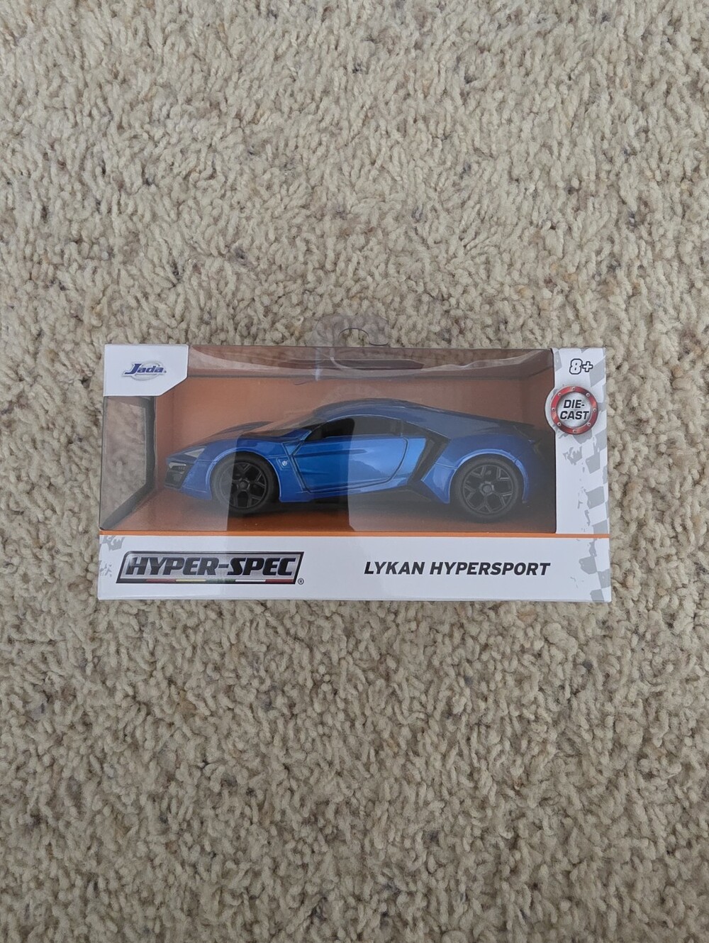 Jada Hyper-Spec W Motors Lykan HyperSport 1:32 scale die-cast model car in blue.